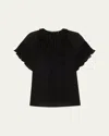 Kobi Halperin Vale Raglan-sleeve Ruffle Blouse In Black