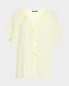 Kobi Halperin Vale Raglan-sleeve Ruffle Blouse In Yellow