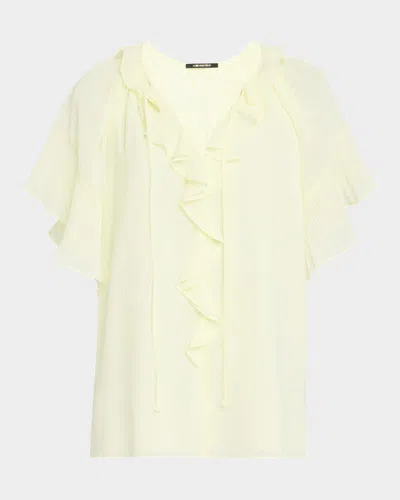 Kobi Halperin Vale Raglan-sleeve Ruffle Blouse In Pastel Yellow