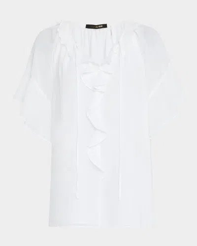 KOBI HALPERIN VALE RAGLAN-SLEEVE RUFFLE BLOUSE