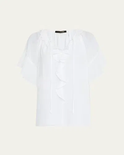 Kobi Halperin Vale Raglan-sleeve Ruffle Blouse In White