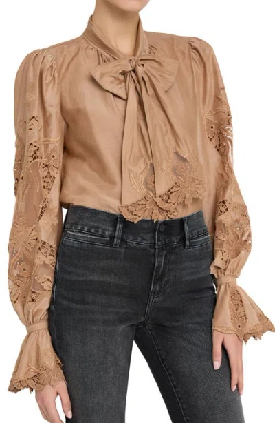 Kobi Halperin Valerie Embroidered Cotton & Silk Shirt In Brown