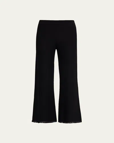 Kobi Halperin Valley Fringe-hem Pique Knit Pants In Black