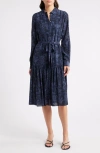 Kobi Halperin Ventura Long Sleeve Belted Shirtdress In Midnight