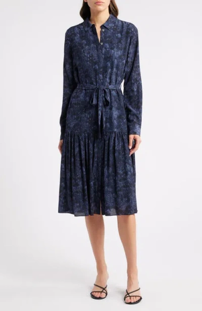 Kobi Halperin Ventura Long Sleeve Belted Shirtdress In Midnight
