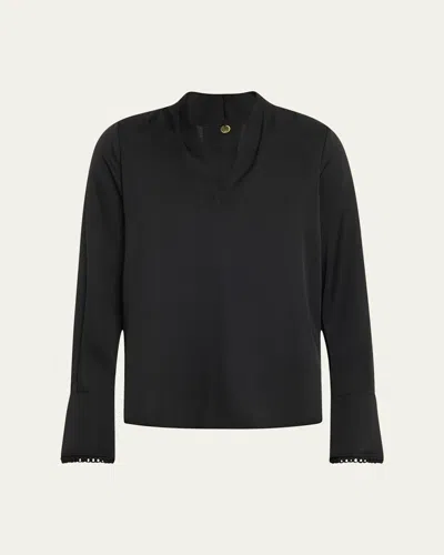 Kobi Halperin Verily Braided-trim Silk Blouse In Mulberry