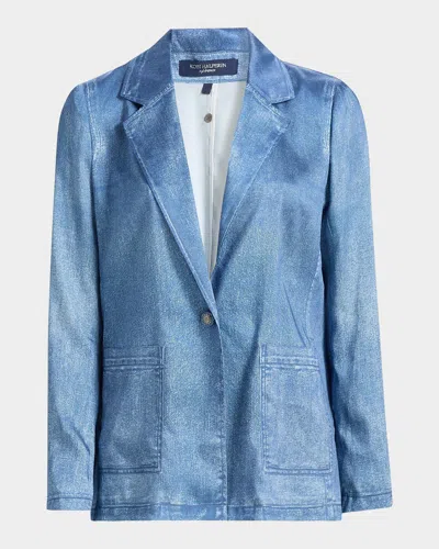 Kobi Halperin Veronica Denim-print Satin Jacket In Blue