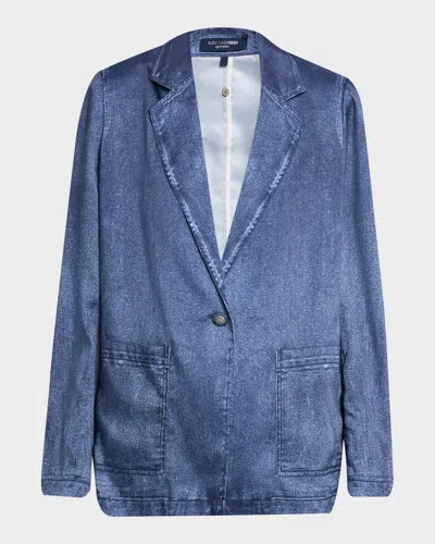 Kobi Halperin Veronica Denim Effect Satin Jacket In Blue