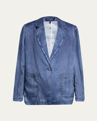 Kobi Halperin Veronica Denim-print Satin Jacket In Blue