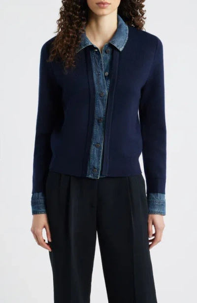 Kobi Halperin 'veronique' Pointelle Detail V-neck Sweater In Blue