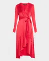 Kobi Halperin Victoria Tie Waist Long Sleeve Midi Dress In Scarlet