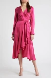 KOBI HALPERIN KOBI HALPERIN VICTORIA LONG SLEEVE SILK FAUX WRAP DRESS