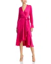 Kobi Halperin Victoria Tie Waist Long Sleeve Midi Dress In Hot Pink