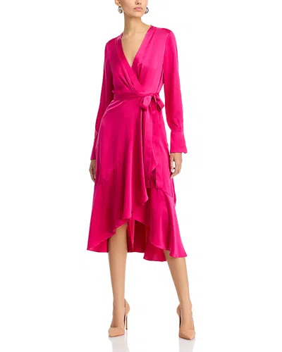 Kobi Halperin Victoria Tie Waist Long Sleeve Midi Dress In Hot Pink