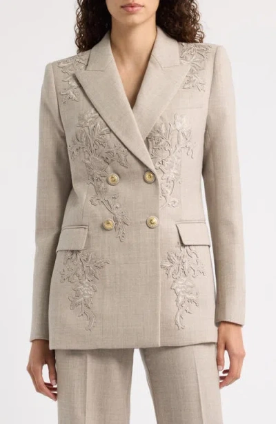 Kobi Halperin Violet Embroidered Wool Blazer In Oat