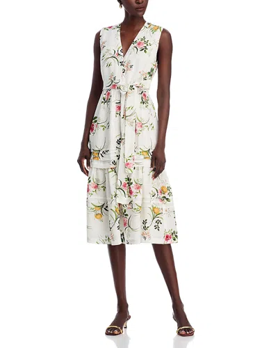 KOBI HALPERIN VIOLET SLEEVELESS FLORAL MIDI DRESS