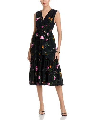 KOBI HALPERIN VIOLET SLEEVELESS FLORAL MIDI DRESS