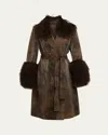 Kobi Halperin Viv Crinkled Shearling-trim Coat In Brown