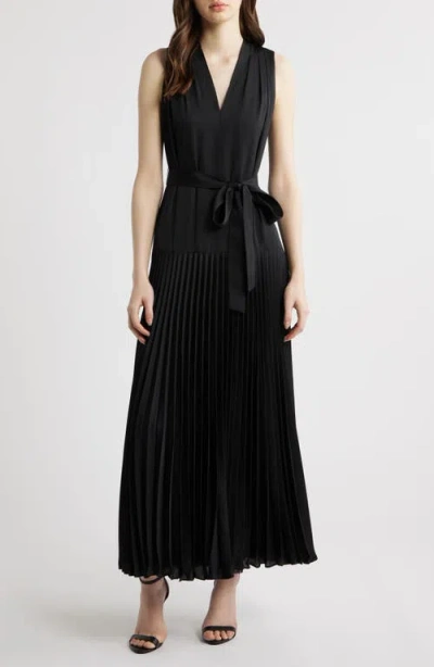 Kobi Halperin Viva Pleated Sleeveless Maxi Dress In Black