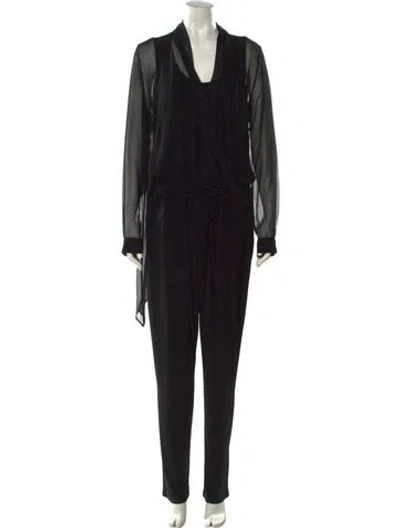 Pre-owned Kobi Halperin V-neck Jumpsuit In Black
