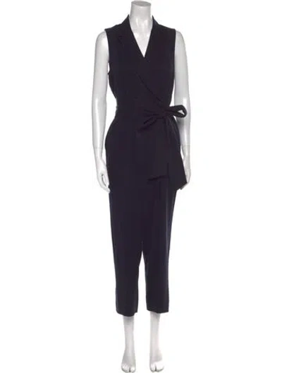 Pre-owned Kobi Halperin V-neck Jumpsuit In Blue