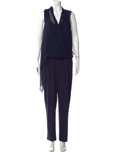 Pre-owned Kobi Halperin V-neck Jumpsuit In Blue