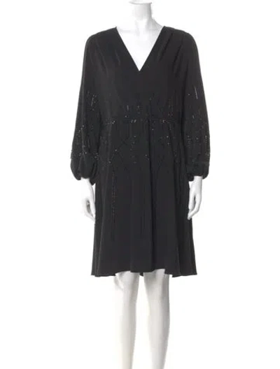 Pre-owned Kobi Halperin V-neck Knee-length Dress In Black
