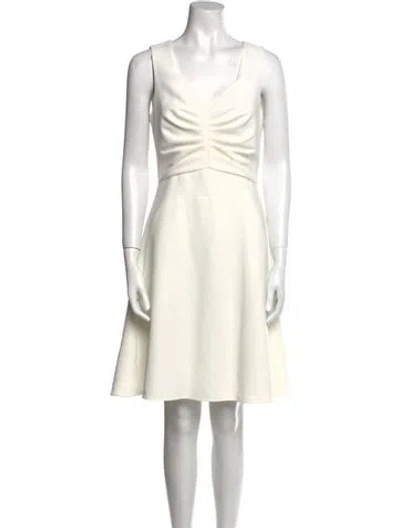 Pre-owned Kobi Halperin V-neck Knee-length Dress In Neutral
