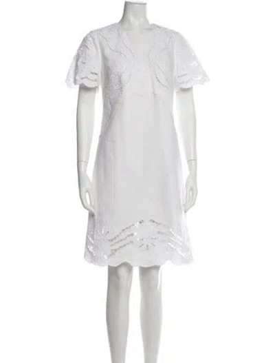 Pre-owned Kobi Halperin V-neck Knee-length Dress In White