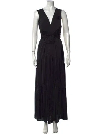 Pre-owned Kobi Halperin V-neck Long Dress In Black