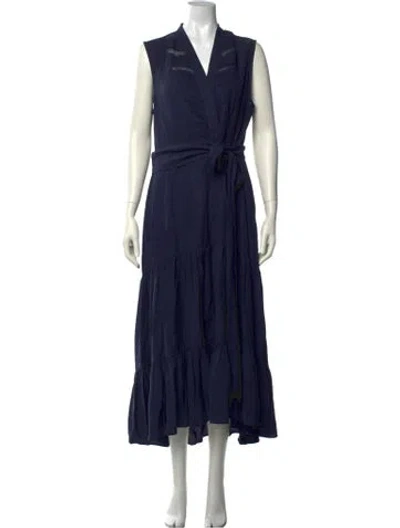 Pre-owned Kobi Halperin V-neck Long Dress In Blue