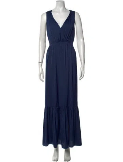 Pre-owned Kobi Halperin V-neck Long Dress In Blue
