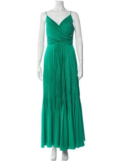 Pre-owned Kobi Halperin V-neck Long Dress In Green