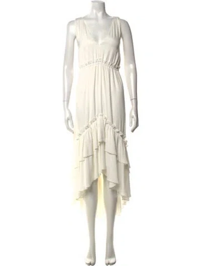Pre-owned Kobi Halperin V-neck Long Dress In Neutrals