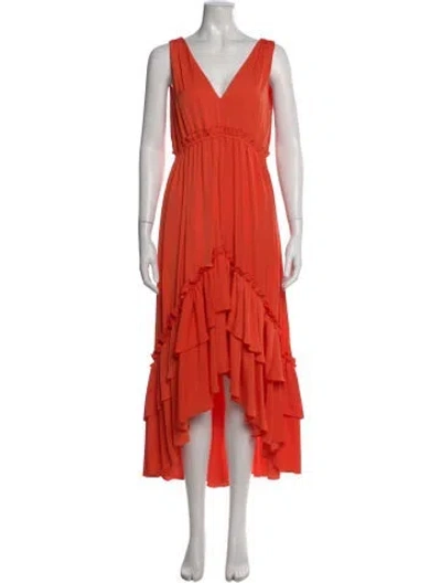 Pre-owned Kobi Halperin V-neck Long Dress In Orange
