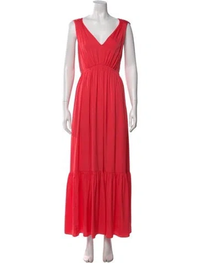 Pre-owned Kobi Halperin V-neck Long Dress In Red