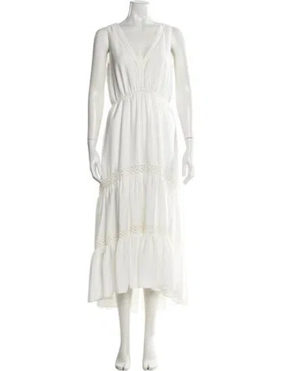 Pre-owned Kobi Halperin V-neck Long Dress In White