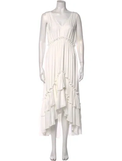 Pre-owned Kobi Halperin V-neck Long Dress In White