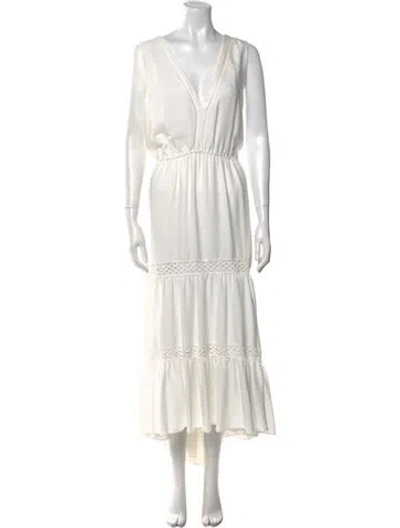 Pre-owned Kobi Halperin V-neck Long Dress In White