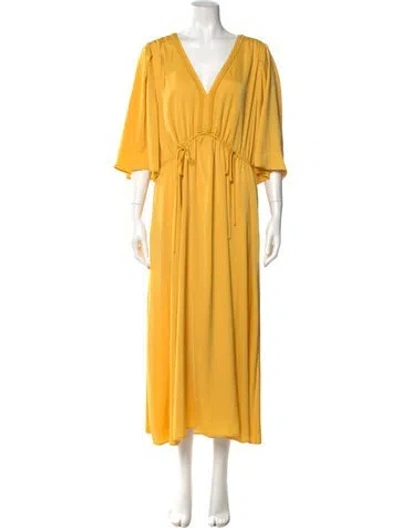 Pre-owned Kobi Halperin V-neck Long Dress In Yellow