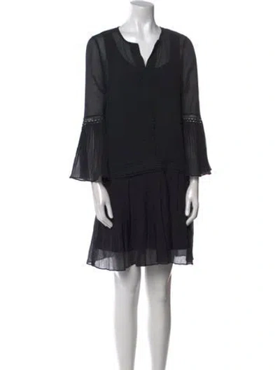 Pre-owned Kobi Halperin V-neck Midi Length Dress In Black
