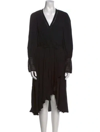 Pre-owned Kobi Halperin V-neck Midi Length Dress In Black