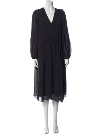 Pre-owned Kobi Halperin V-neck Midi Length Dress In Black