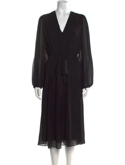 Pre-owned Kobi Halperin V-neck Midi Length Dress In Black