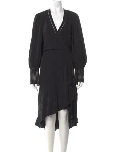 Pre-owned Kobi Halperin V-neck Midi Length Dress In Black