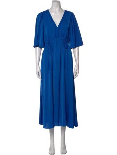 Pre-owned Kobi Halperin V-neck Midi Length Dress In Blue