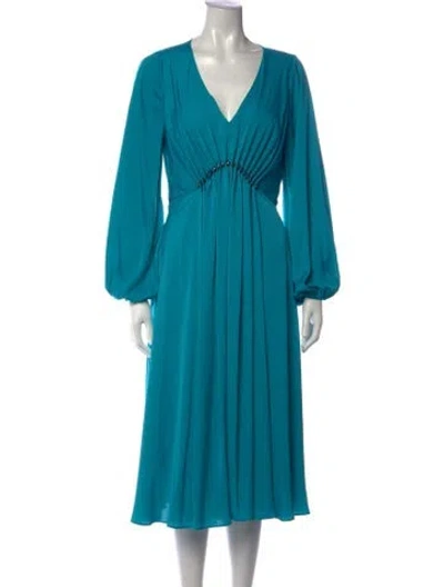 Pre-owned Kobi Halperin V-neck Midi Length Dress In Blue