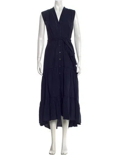 Pre-owned Kobi Halperin V-neck Midi Length Dress In Blue