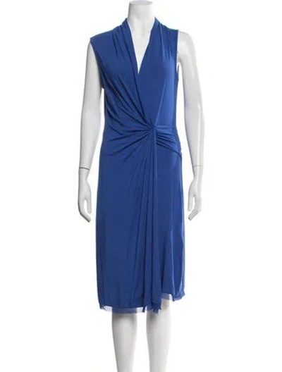 Pre-owned Kobi Halperin V-neck Midi Length Dress In Blue