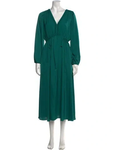Pre-owned Kobi Halperin V-neck Midi Length Dress In Green